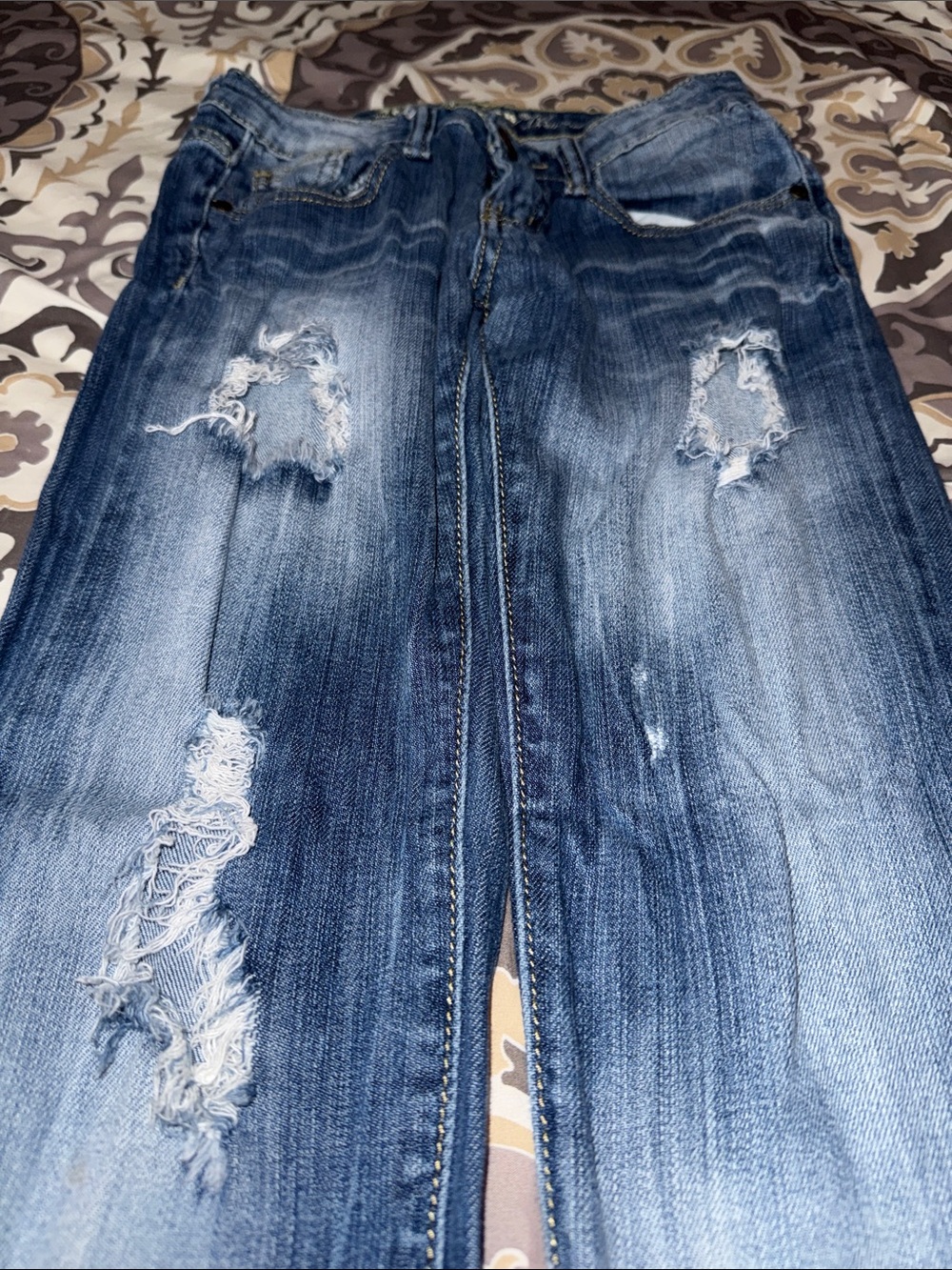 Women’s Distressed Bootcut Jeans - Blue Sz 1